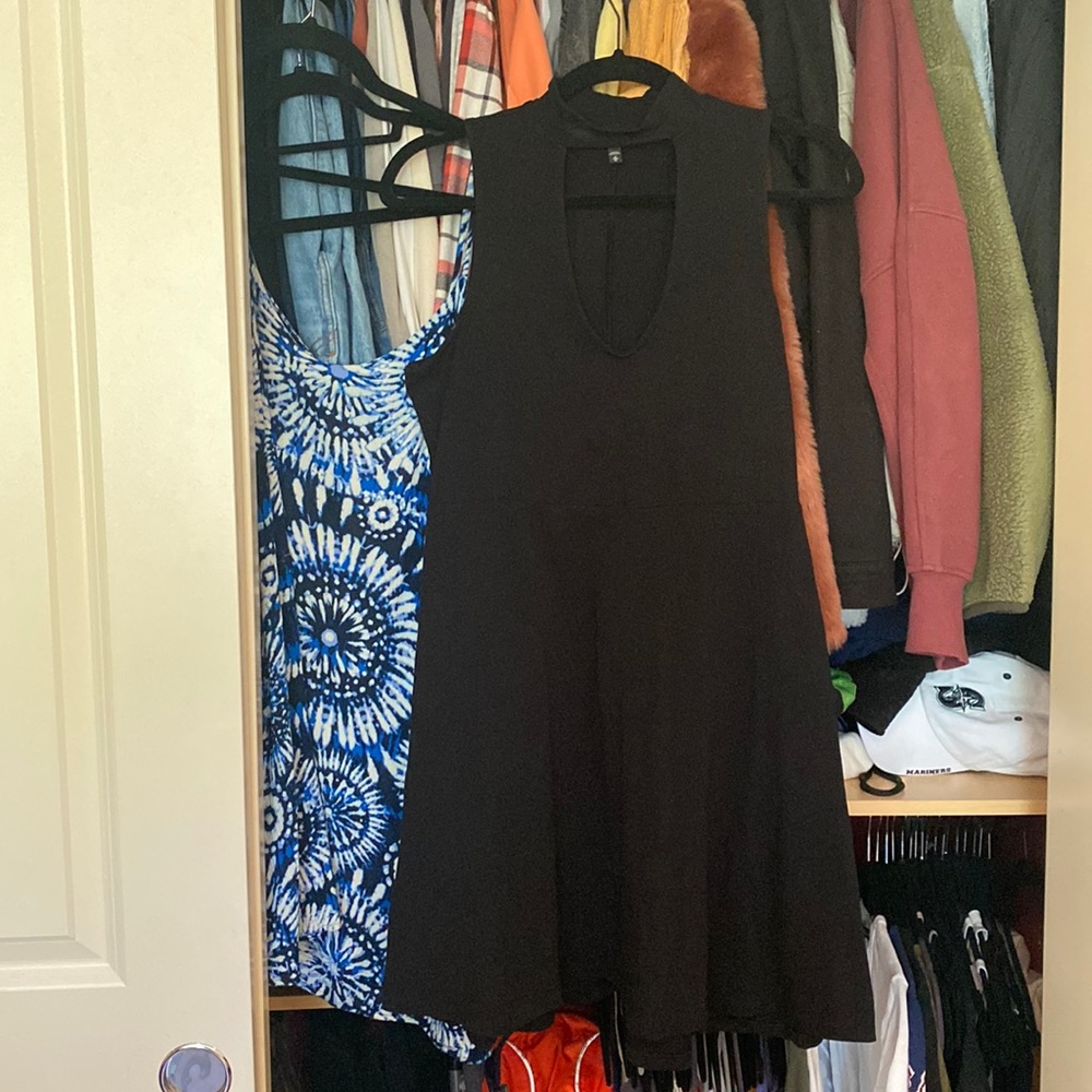 Express, black stretchy dress with neck cutout. Size M.